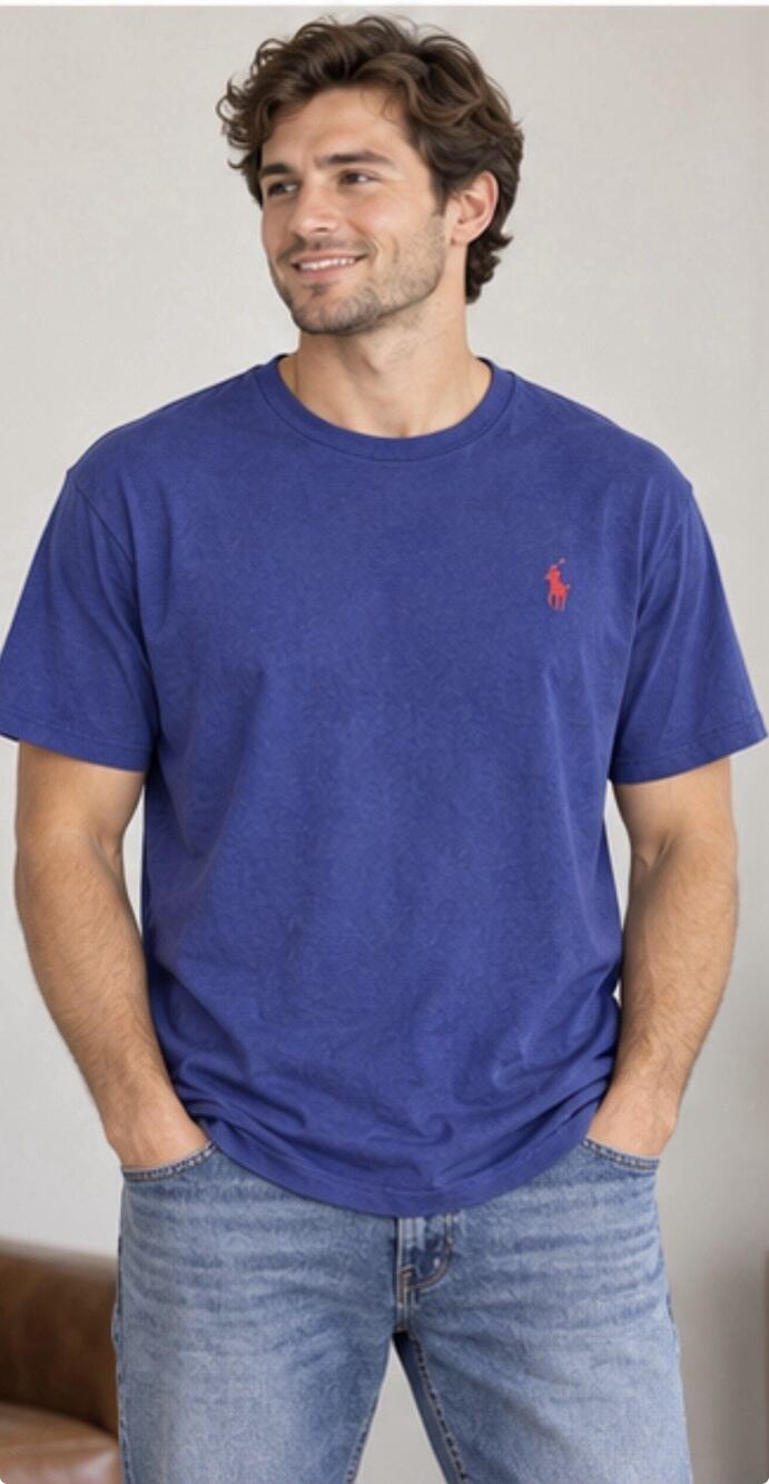Polo Ralph Lauren T-Shirt Men’s XL Blue Red Pony Logo Crew Neck Cotton